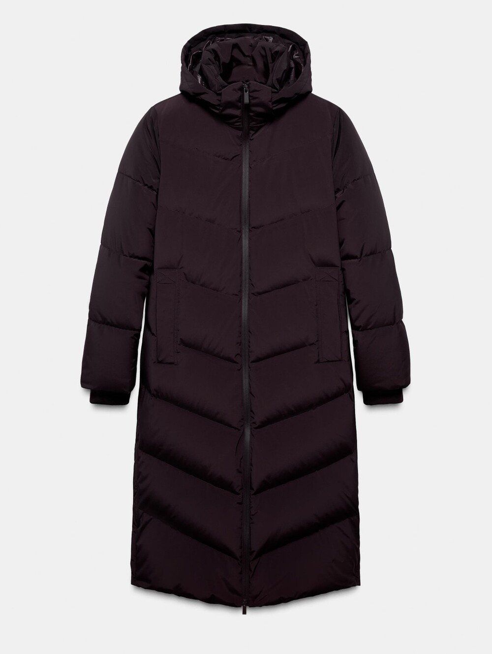 BNWT Zara Long Water Repellent Windproof Puffer Coat With Hoodie - Burgundy, M